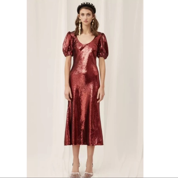 NWT Keepsake Farewell Ruby Sequin Midi Dress - Picture 4 of 11